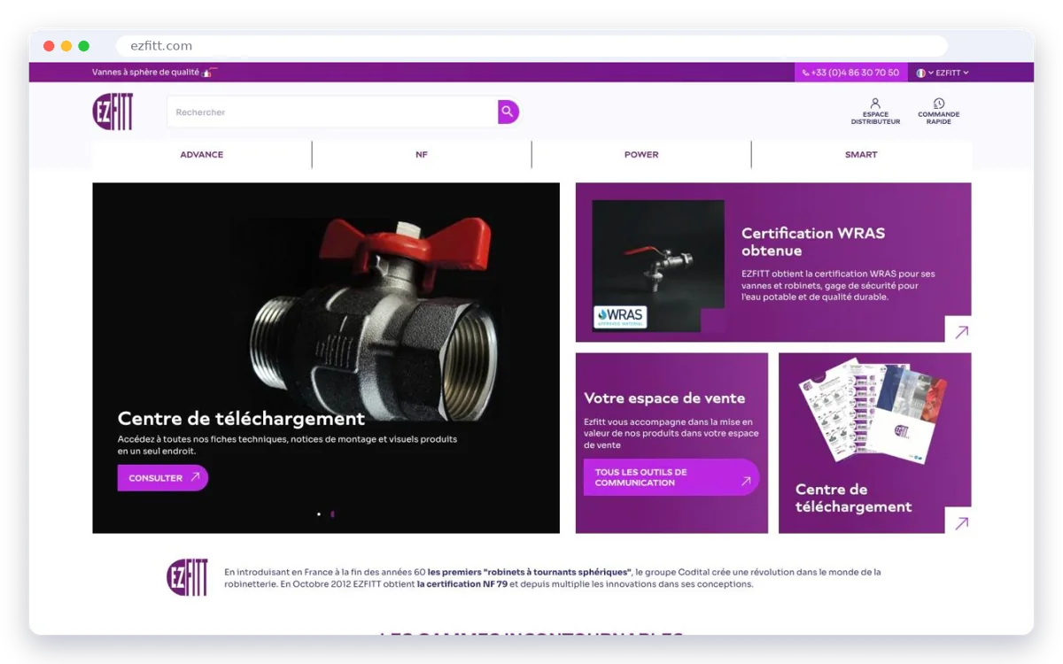Page d’accueil du site Ezfitt après refonte