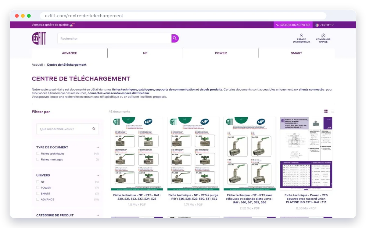 Centre de téléchargement du site Ezfitt